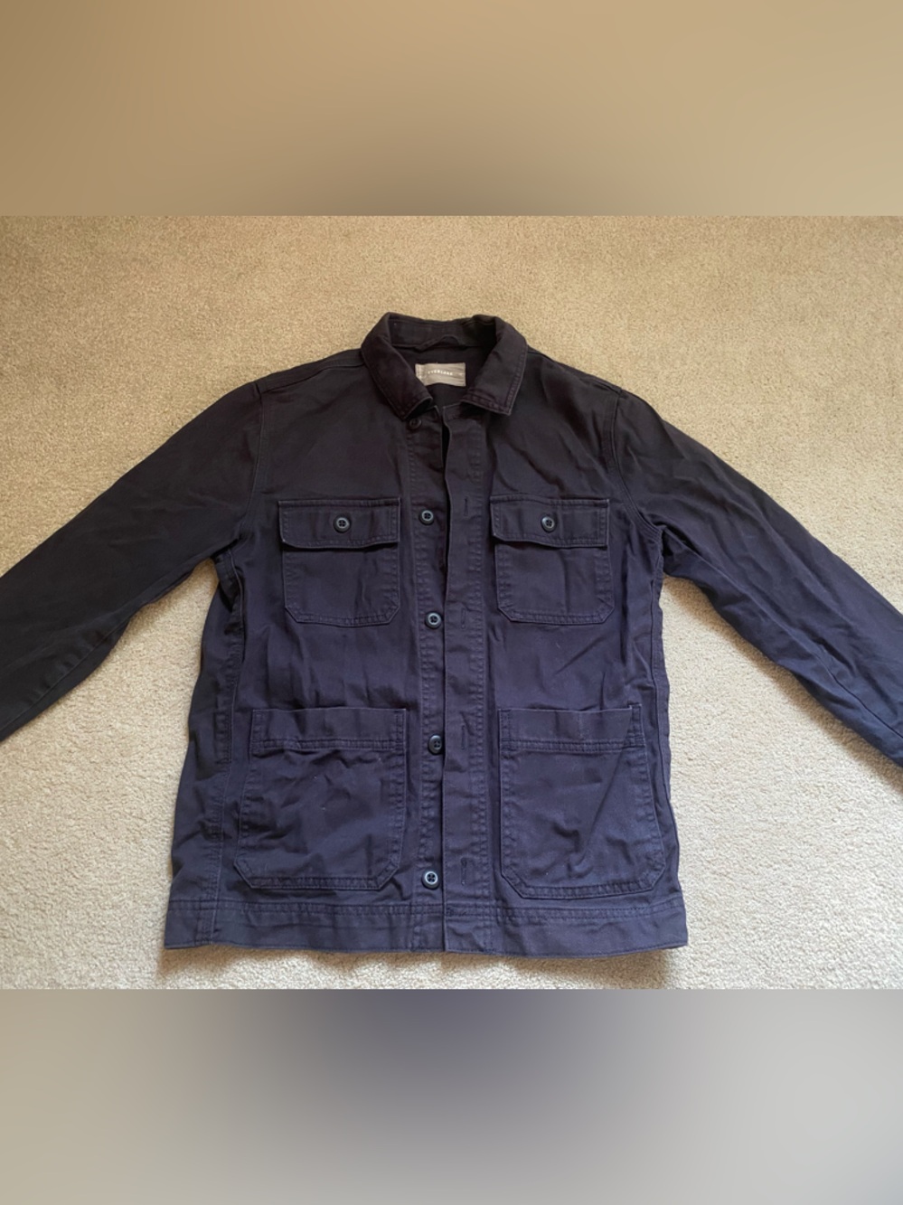 Everlane Navy Field Jacket with Button Flap Pockets